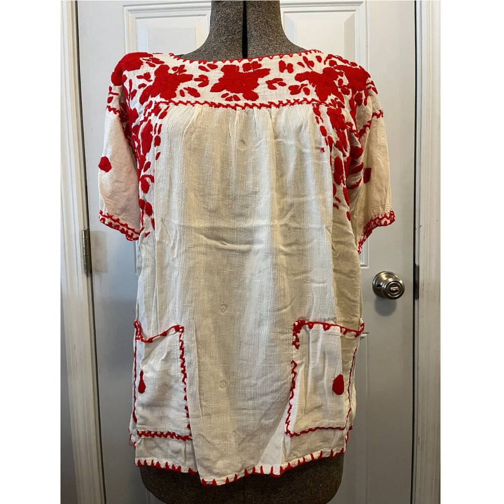 Vintage Mexican Emboidered Tunic Blouse Size S/M